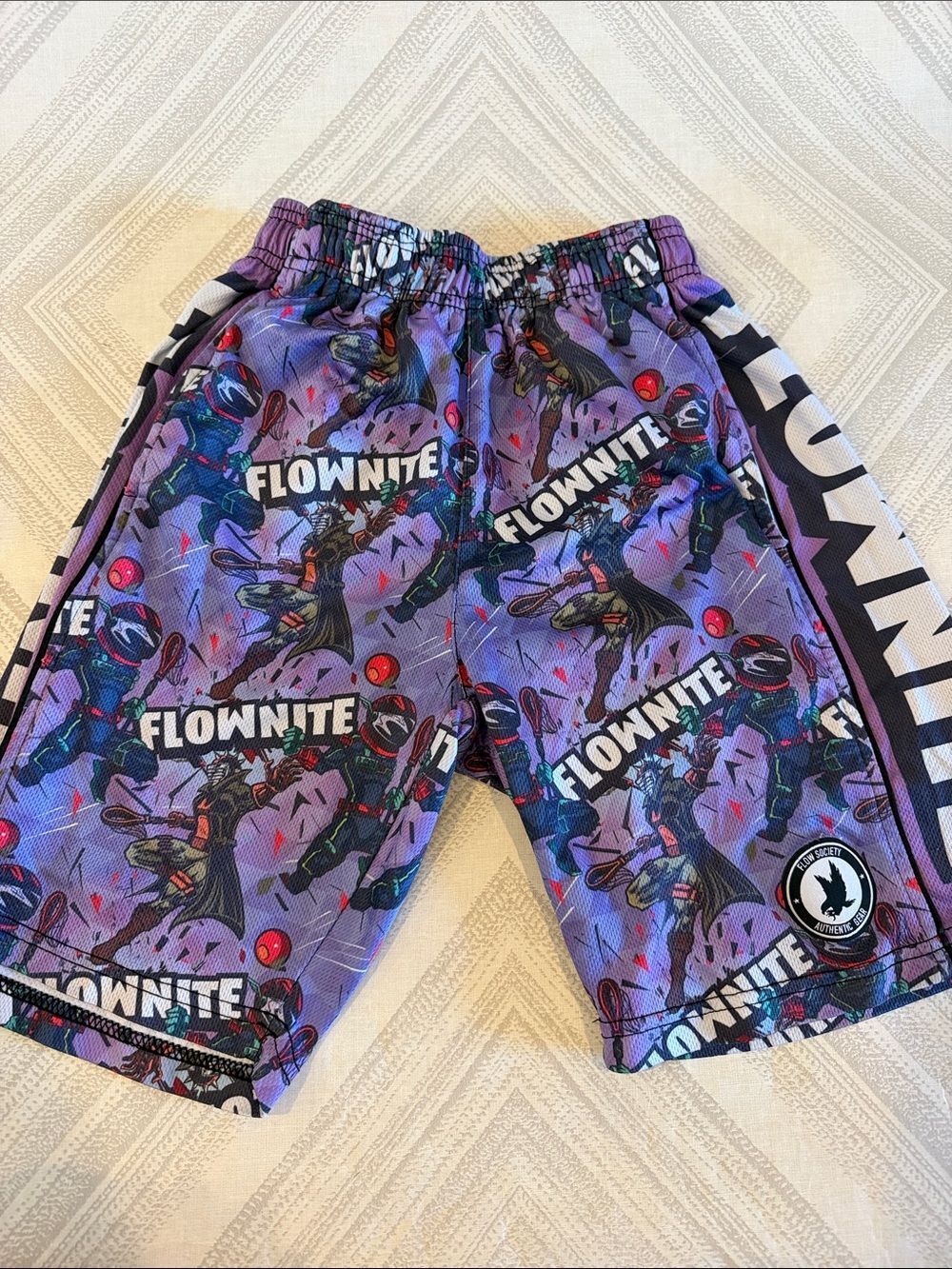 Flow Society Flownite Boys Medium Purple Gaming Graphic Athletic Shorts